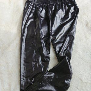 Black faux leathery type pants, M